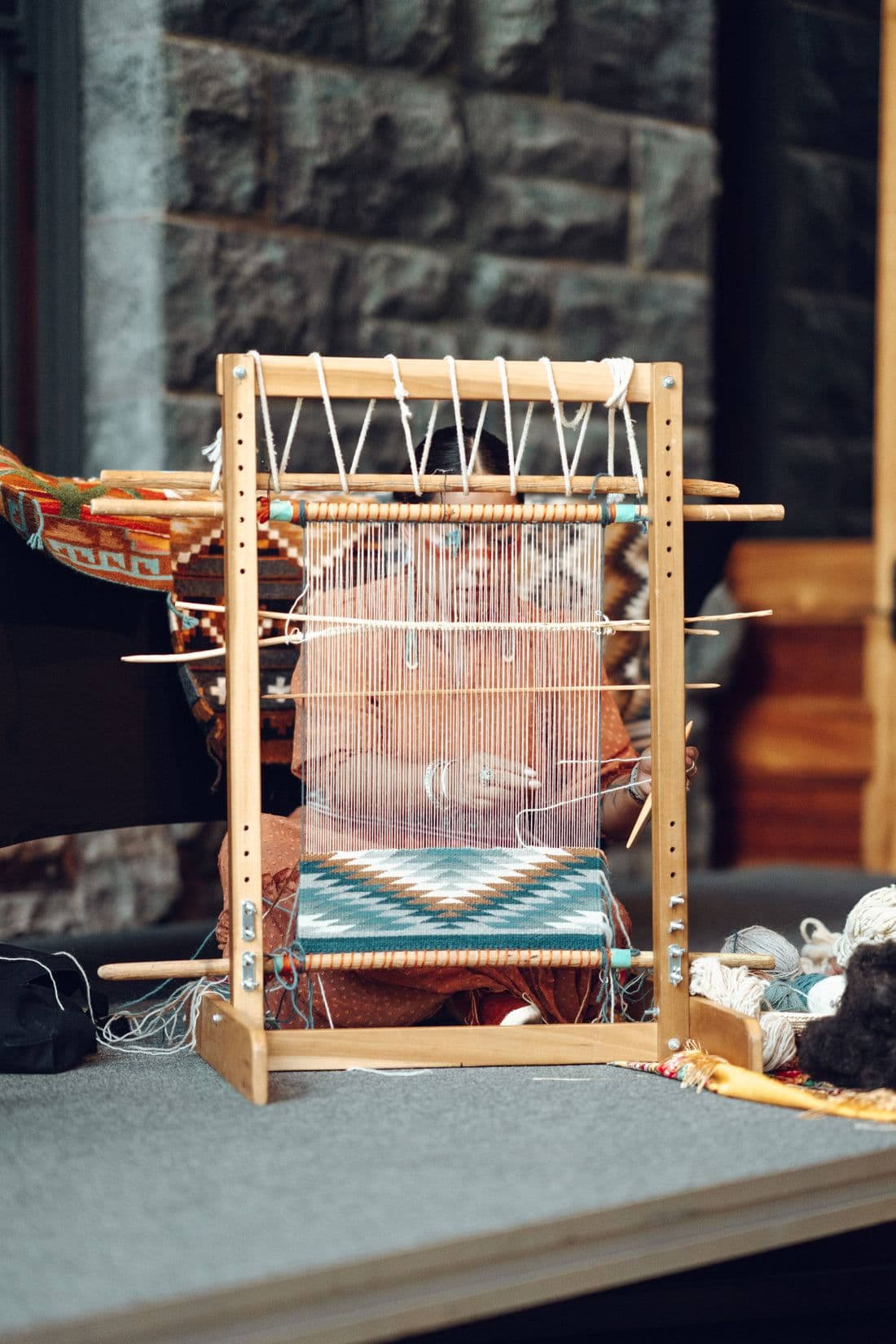 Traditional Banarasi handloom in a Varanasi weaving workshop