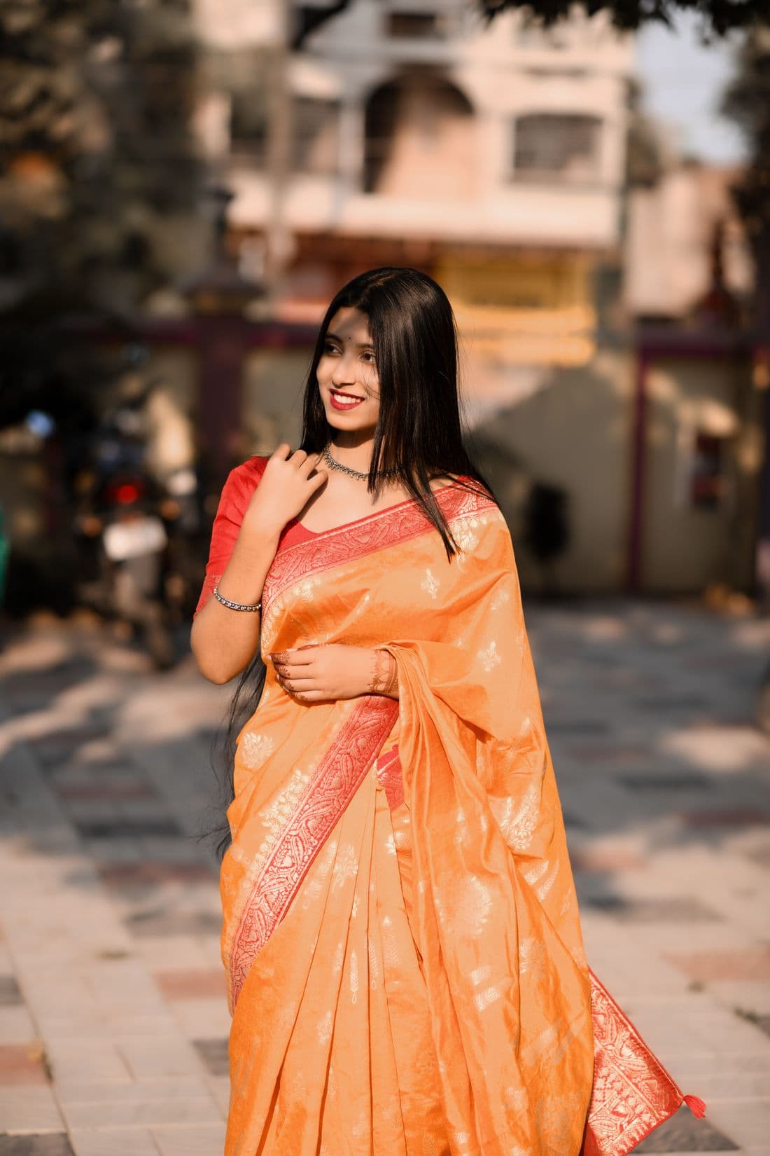 Gulaabi Tissue Organza — Organza saree